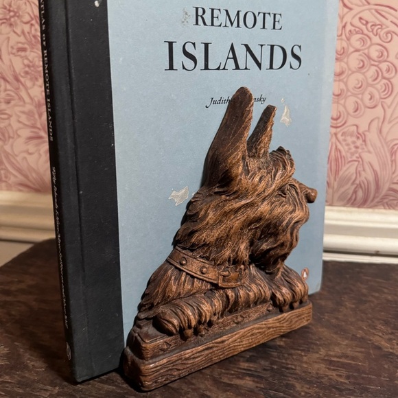 Set of 3 Scottie dog bookends and card holder Syroco Wood - Picture 2 of 8